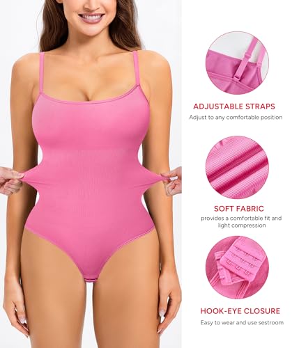 Image of Nebility Shapewear Bodysuits for Women - Tummy Control Square Neck Bodysuit Seamless Full Body Shaper Going Out Top
