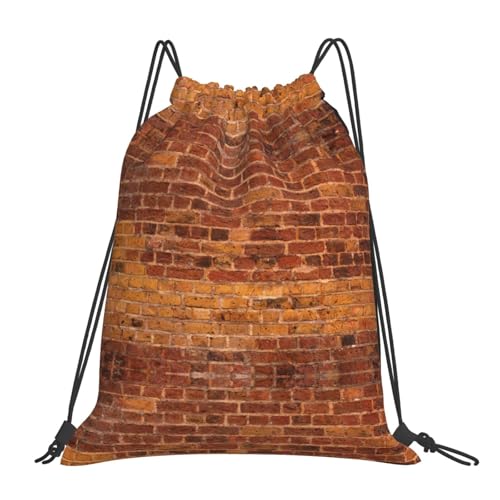 SHuWeiD Mochila industrial con cordón con estampado de pared de ladrillo, mochila casual con cordón, bolsa deportiva y fitness, color blanco, talla única, Blanco, talla única