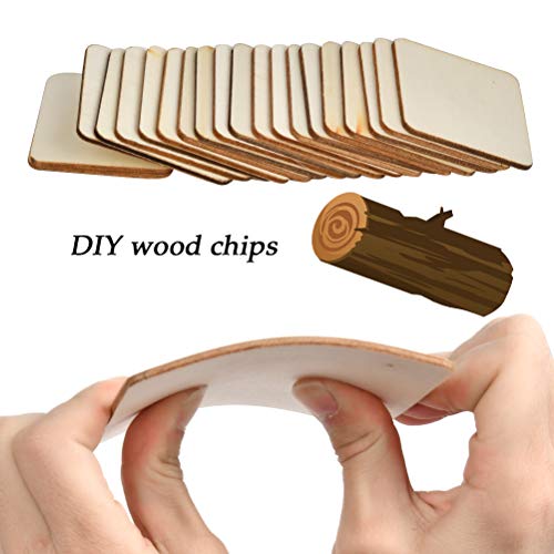 BUYGOO 80Pcs Unfinished Squares Wood Pieces, 4 x 4 Inch Square Wood Slices with 26Pcs Letters and 10Pcs Number Blank Natural Slices Wood for Scrabble Tile Wall Decor, Coasters, DIY Crafts Painting