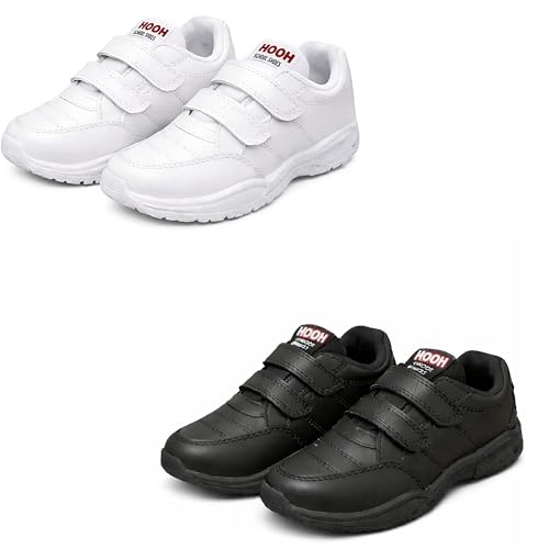 Image of HOOH Kids Unisex School Shoes Double Hook and Loop Strap Long Lasting