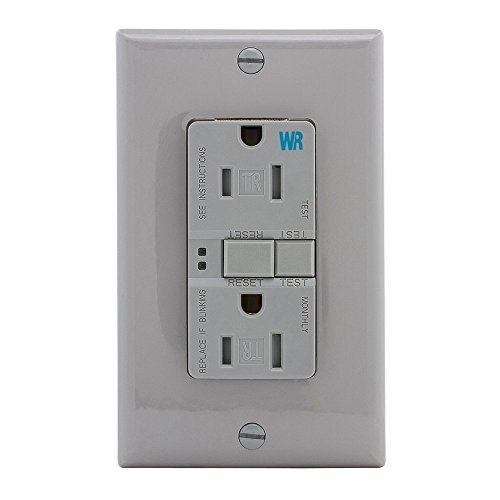 Eaton GFCI Self-Test 15A -125V Tamper & Weather Resistant Duplex Receptacle with Standard Size Wallplate, Gray
