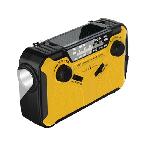 lisutupode Radio Solar Y A Pilas 17 * 10 * 6cm Radio De Emergencia con Manivela Solar Radios De Emergencia con Manivela Solar para Supervivencia Al Aire Libre, Escalada, Senderismo