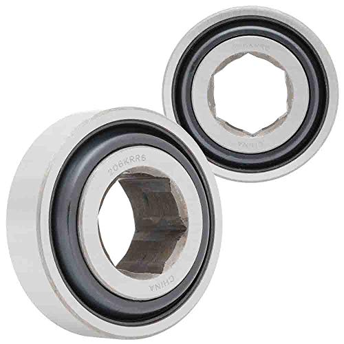 [2-Pack] 206KRR6 - Agriculture Bearing, Hex Bore, Two Single Lip Seals, 1.001 in x 2.4409 in x 0.9450 in (ID x OD x Width) | 25.425 mm x 61.999 mm x 24.003 mm (ID x OD x Width)