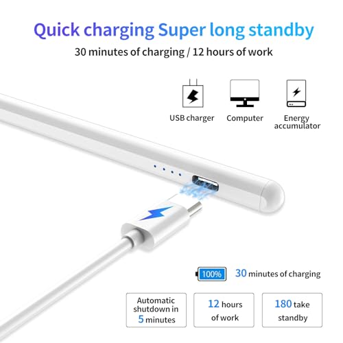 Image of JIMTAB Stylus Pen for iPad, Universal Fine Point iPad Stylus Pencil with Magnetic Adsorption Compatible with iPhone /iPad /Samsung /Android /Tablet & Other Touch Screens (4 Light Power)