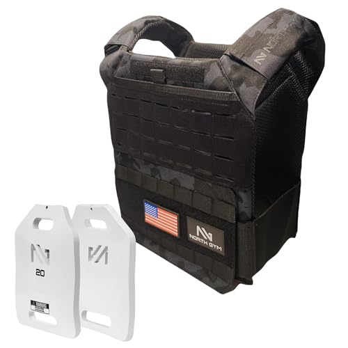 Image of Northgym Adjustable Weighted Vest /Incl. 3D Weight Plates in 14lbs / 20lbs / 30lbs / 42.5lbs - Optimized Weight Distribution and with Curved Plates for Running, Functional Training and Working Out
