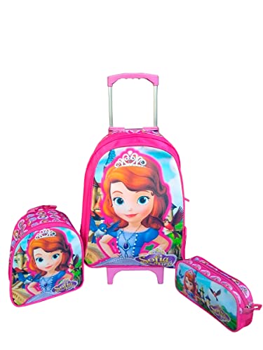 Kit Mochila Escolar Infantil Princesinha Sofia Disney Com Rodinhas