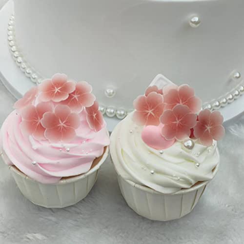 81 Edible Wafers Pink Flowers 0.9 Inches Cupcakes & Cake Toppers, Lollipop Toppers, 568 #TOP3