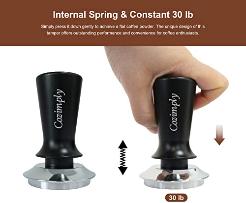 Cozimply 53Mm Espresso Tamper - Premium Barista Coffee Tamper With Calibrated Spring Loaded And 100% Flat Stainless Steel Base (Black) #TOP2