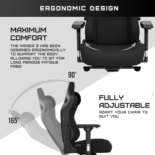 Anda Seat Kaiser 3 Gaming Chair for Adults - XL Reclining Video Game Chairs, Fabric Ergonomic Gaming Chair, Heavy Duty Neck & Back Lumbar Support - Luxury Grey Computer Chairs for Home & Work - Image 5