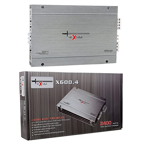 Kit Set para Excalibur X600.4, 1 Amplificador de 4 Canales de 2400 vatios máx. y 4 de 60 vatios rms con Refuerzo de Graves para Maletero de Coche, 1 Pieza