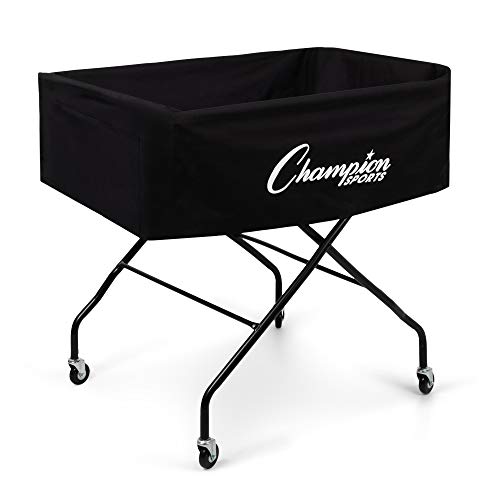 Champion Sports Volleyball Cart – Hammock Bag, Aluminum Frame, Wheels, Holds 40 Balls – Collapsible & Portable