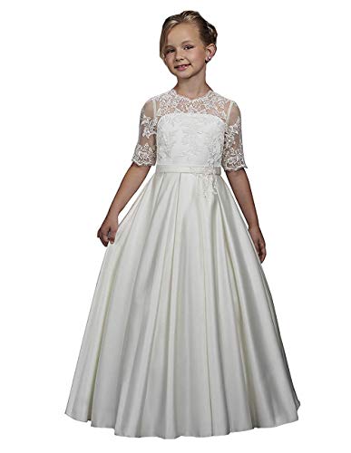 Hongyangjing Abito da Prima Comunione da bambina, a mezza manica,