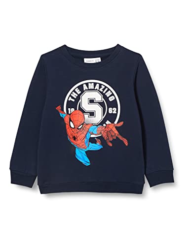 NAME IT NMMOJUS Spiderman Sweat BRU MAR Sudadera, Dark Sapphire, 98 para Niños