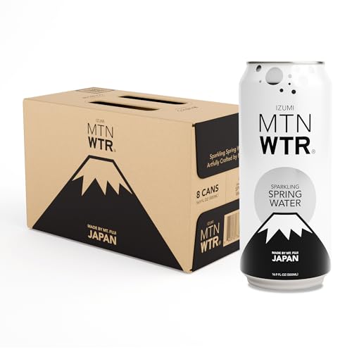 MTN WTR Sparkling Spring Water | Product of Japan | Naturally Filtered | 16.9oz Recyclable Aluminum Cans (8 Pack)