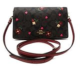 Coach Bolso bandolera Anna Foldover para mujer (lona de la firma - estampado de pétalos de corazón - marrón Multi)