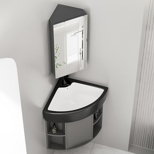 USFJATI Moderno Bagno lavandino lavabo a Parete, lavello ad Angolo in Ceramica, Mobile lavatoio Lavanderia, Lavandino da Bagno Ad Angolo, Piccoli lavandini da Bagno for Piccoli spazi(38 * 38cm)