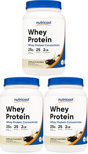 Nutricost Whey Protein Concentrate (Vanilla) 2LBS (Pack of 3): retailer-supplied image