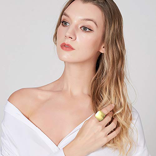 Aprilery Gold And Silver Rings For Women, Chunky Signet Statement Rings Gold Plated Band Ring Wide Metal Square Rings Cocktail Costume Jewelry Gifts For Her (A-Square Gold, 9) #TOP6
