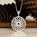 Mandala Necklace Sterling Silver 925 - Sacred Geometry Circle Pendant with 19.7