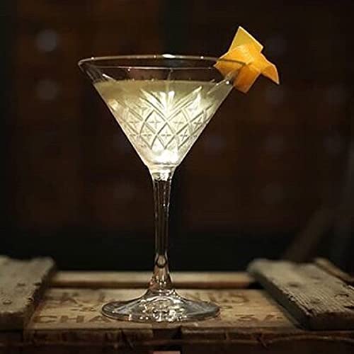 Decoret Timeless Series Glass Martini 7.75 Oz., Set of 12 Etched Glasses - Stemmed, Dishwasher-Safe, Clear Glass Water Goblets, Chip-Resistant (Martini)