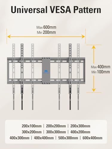 Mounting Dream TV Wall Mount for Most 37-75 Inch Televisions, Universal Tilt TV Mount Fits 16", 18", 24" Studs, Max VESA 600x400mm, 132lbs, Low Profile Flat Wall Mount Bracket, MD2968-LK