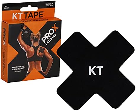 KT Tape PRO X Kinesiology Therapeutic Tape, Targeted Pain Relief Patches, 15 Pack, Jet Black
