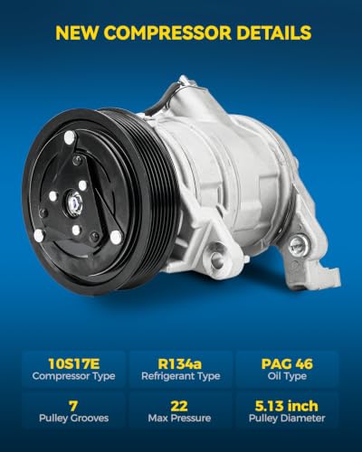 Image of PHILTOP C1422 Air Conditioner AC Compressor with Clutch for Dodge Ram 1500 2003-2008 5.7L,Ram 2500 /3500 2003-2008 5.7L