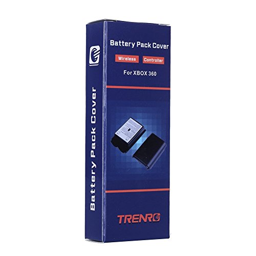 Trenro 2X Black Battery Pack Cover Shell Case Kit for Xbox 360 Wireless Controller (Black)