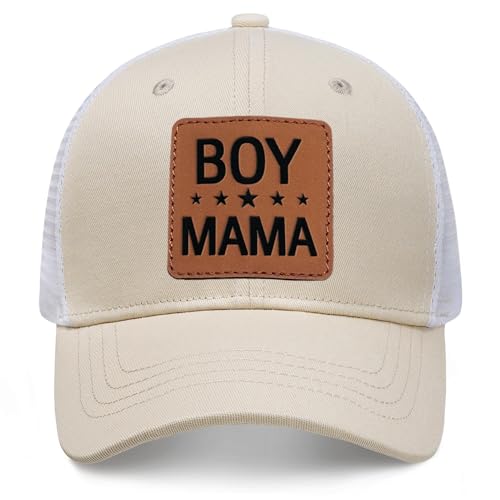 Image of Mother Mama Mom Hat for Women Leather Patch Baseball Mom Trucker Cap Gifts for Mothers Day Birthday