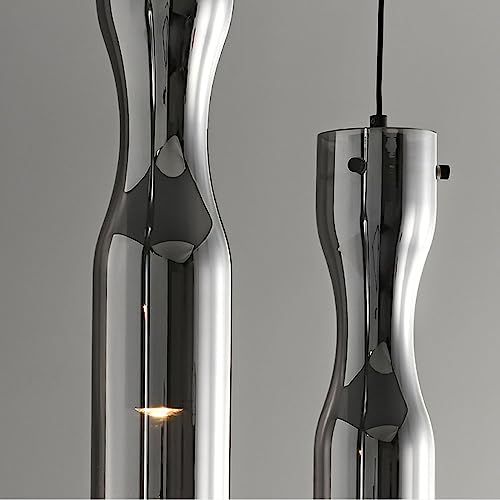 Luminaire suspendu cuisine en verre noir et laiton pour îlot central