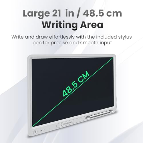 Image of Portronics Ruffpad 21 Pro 21-Inch LCD Writing Pad with Stylus for Kids, Office&Teaching, Doodling, Notes, Planning&Learning, One-Tap Erase, Smart Lock, Save & Share via App, Eco-Friendly Digital Board