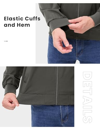 Image of TBMPOY Mens Lightweight Jackets Light Windbreaker Full Zip Casual Work Jacket Golf Business Fall Track Coat with Pockets