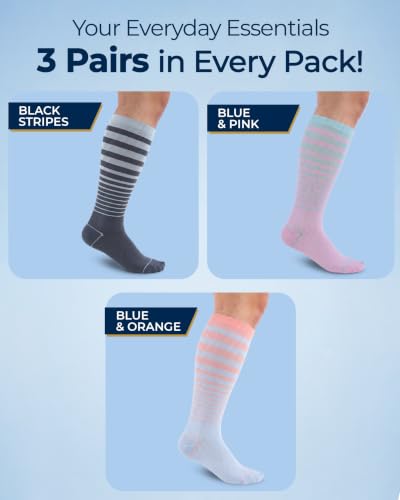 Image of Pembrook 3 Pairs Plus Size Compression Socks Wide Calf - Bamboo Viscose Compression Socks for Women Wide Calf