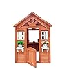 Playhouse Outdoor Wooden Kids Boys Girls with 2 Windows and Flowerpot Holder, 42 Lx46 Wx55 H, Garden Lawn Patio Yard