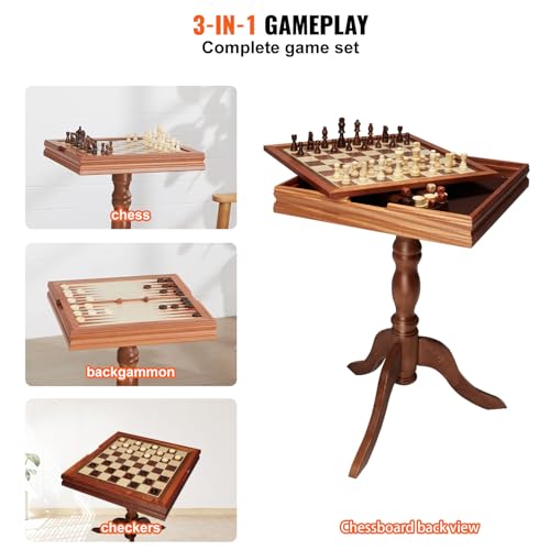 Mesa de juegos 3 en 1: Ajedrez, Damas y Backgammon miniatura 6