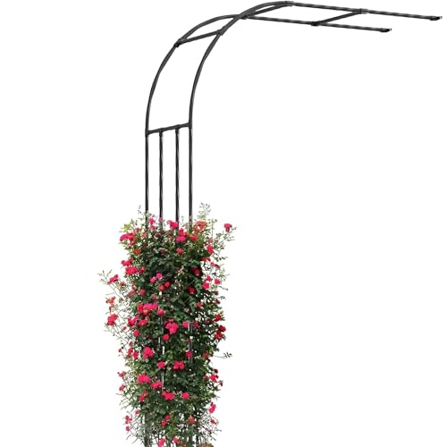 Arche de Jardin Demi-côté, Arche à rosiers, tonnelle de Jardin Robuste, Treillis en Métal Demi-Arc pour Plantes grimpantes, Roses 60x240cm, 120x240cm, 180x240cm, 220x240cm(Black,180X240CM)
