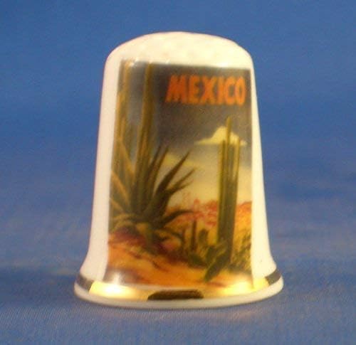 Porcelain China Collectible Thimble - Travel Poster Series Mexico