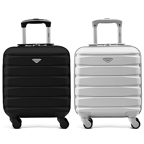 Flight Knight Suitcase Set of 2 Lightweight 4 Wheel ABS Hard Case Carry On Hand Luggage Approved for Over 35 Airlines Including easyJet, Maximum Size for KLM & Air France 55x35x25cm