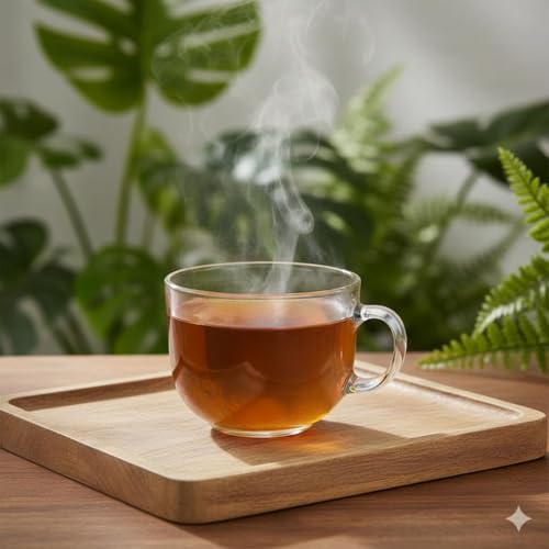 Image of Round Transparent Glass Tea Cups Set of 8 (150 ml), Clear Coffee Mugs with Handle for Daily Use