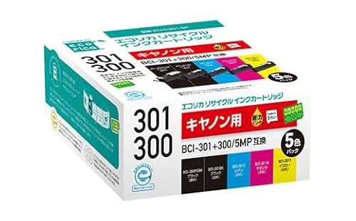 エコリカ[キヤノン用]BCI-301+300/5MP互換リサイクルインク(型番:ECI-C301-5P)