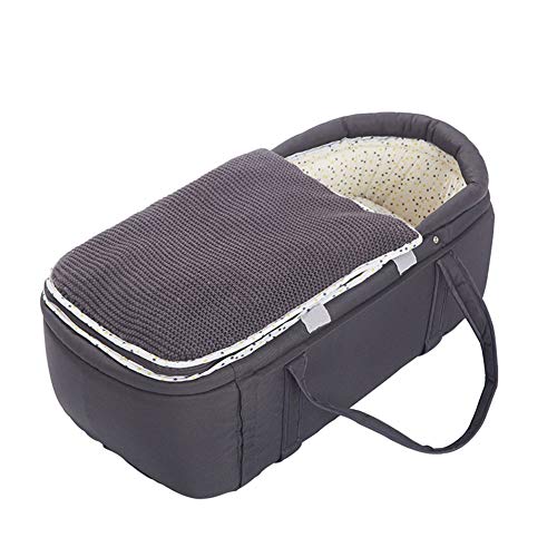 Olpchee Portable Baby Carrycot Baby Travel Bed Crib Infant Transporter Basket with Canopy and Handle for 0-12 Months Babies