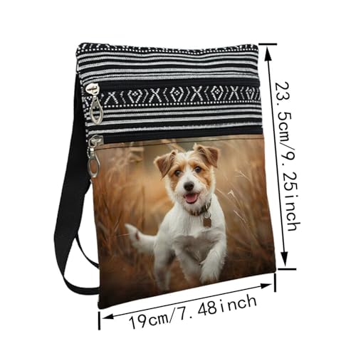 Parson Jack Russell Terrier Messenger Bag Small Ethnic Pattern Printed Adjustable Strap Crossbody Zipper Bag Parson Jack Russell Terrier Phone Bag Wallet Cute Shoulder Handbag for Women - 22