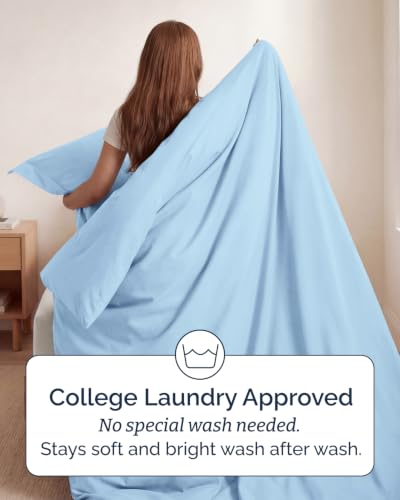 Image of Duvet Cover Twin /Twin XL - 2 Piece Set, College Dorm Room - Sky Blue