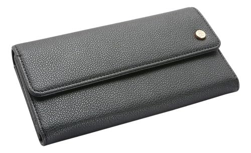 Chenson Carteira Feminina Grande de Mão, Fecho com Botão (Preto)