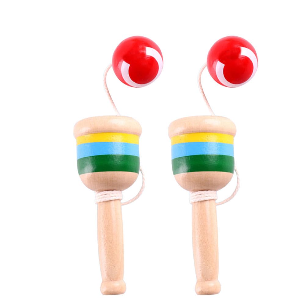 Toyandona - 2 Palline in Legno con Mini Coppe e Palline, Ideali Come Regalo per Bambini