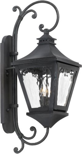 Elk 6711-C 10 by 26-Inch Manor 2-Light Outdoor Wall Lantern with Water Glass Shade, Charcoal Finish