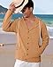 TAFLE Mens Linen Long Sleeve Button Down Shirts with Pockets Casual Hawaiian Beach Shirts Lightweight Fashion Hoodies Overshirt Jacket Dark Khaki