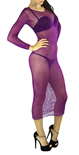 Image of ToBeInStyle Women's Stretch See Through Fishnet Novelty Mini Rave Party Dress