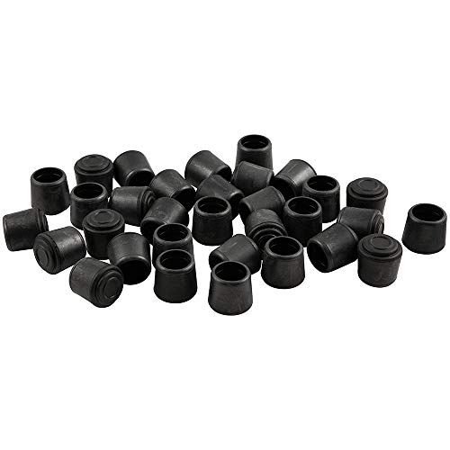Image of SoftTouch 4443295N Non Marking Rubber Folding Metal Chair Leg Cap Replacement, 1 inch Value Pack, Black, 32 Piece