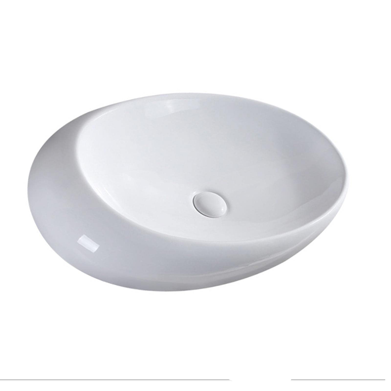 Vasque en forme d'œuf lavabo de salle de bain céramique sur meuble